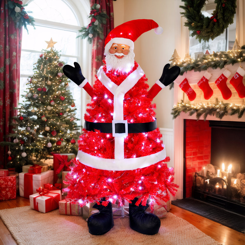 Arbre de Noël pin rouge 6 lumières avec 250 lumières pré-installées 6 pi