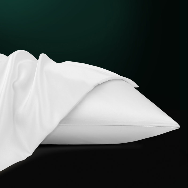 White Satin Silk Standard Pillowcases with Hidden Zipper