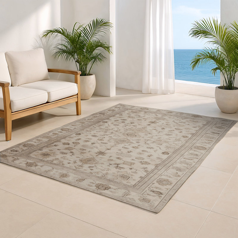Tapis turc intérieur / extérieur beige, Rectangle 5 pi x 7 pi