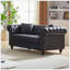 Canapé chesterfield de style contemporain de 63,5 po de largeur, canapé modulaire en tissu Tech, boutons capitonnés avec accoudoirs cloutés avec 2 coussins, revêtement rembourré et pieds en bois
