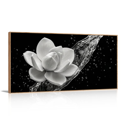 Ensemble de 1 tableau sur toile représentant une fleur aquatique