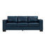 Bleu marine 93,7 po à 3 places recouvert de cuir PU respirant, accoudoir carré avec porte-gobelet, rangement et coussin en mousse à ressorts confortable, housse de coussin amovible qui recouvre un large revêtement en cuir,