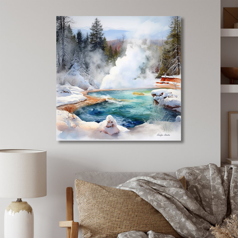 Geyser Charm In Winter sur impression sur toile, H 16 po x l 16 po x P 1 po, Toile tendue