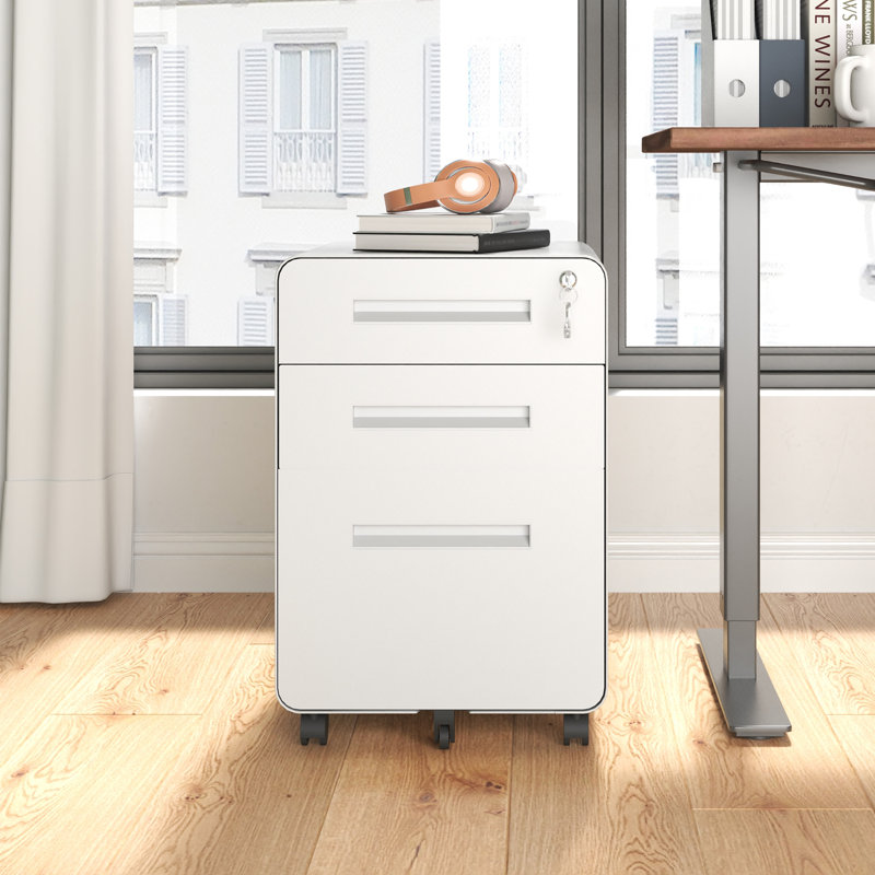 40cm Wide 3 -Drawer File Cabinet, White