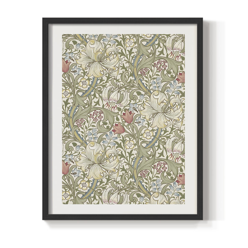 Vintage Floral Print CCCV -Framed Print, 14" H x 11" W, Black