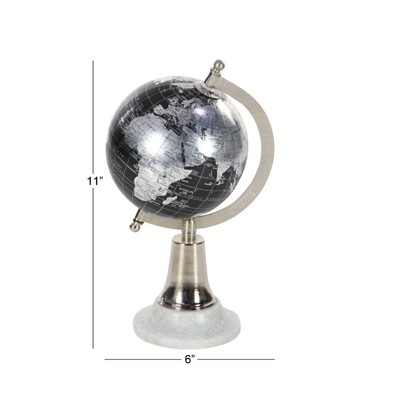 Globe en marbre et plastique cyan, Noir