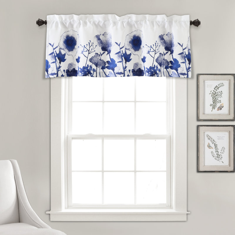 Zuri Floral Tailored Window Valance, Navy