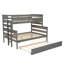 Lit superposé simple au-dessus d'un lit double en bois avec lit gigogne, structure en pin massif, rails de sécurité, conception peu encombrante-1724387061