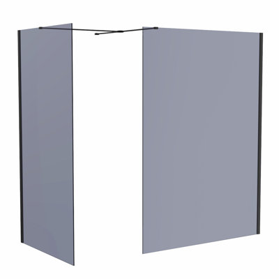 Wet Room Walk in Shower Enclosure Grey Glass Shower Screen Panel 2 Pieces 900mm & 1000mm
