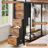Bunk Bed Twin Over Twin with 3-Tier LED Shelves and Hall Tree Storage-1680424712