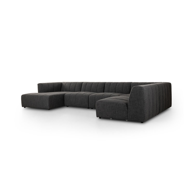 Canapé modulaire Bowry, Orienté à gauche (vu de face), Mélange de polyester gris anthracite Saxon