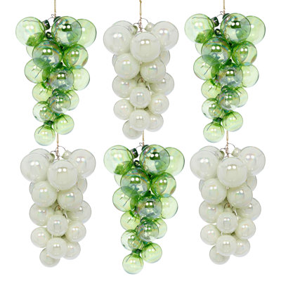 Pearl Grape Cluster Ornament, Set Of 6 - 9 Inches