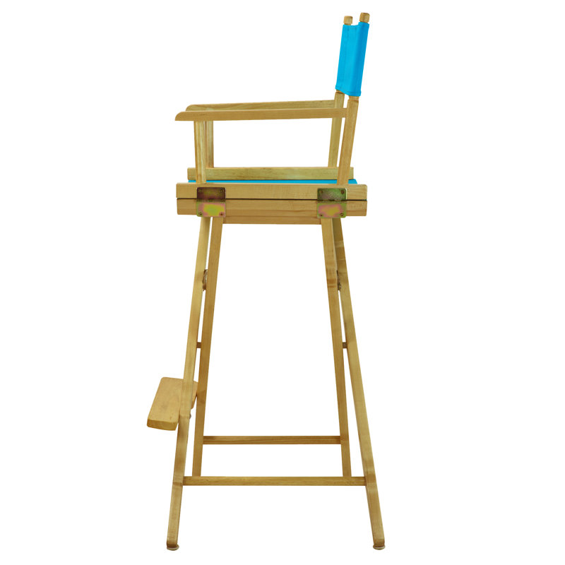 Chaise de réalisateur pliante de 30 po avec toile, Naturel, Turquoise