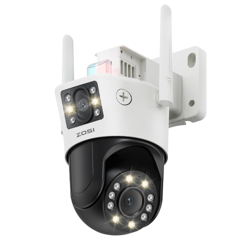 C298 4MP Dual-Lens Plug-in WiFi 360° PTZ Telephoto Outdoor Security Camera, 2-Way Talk