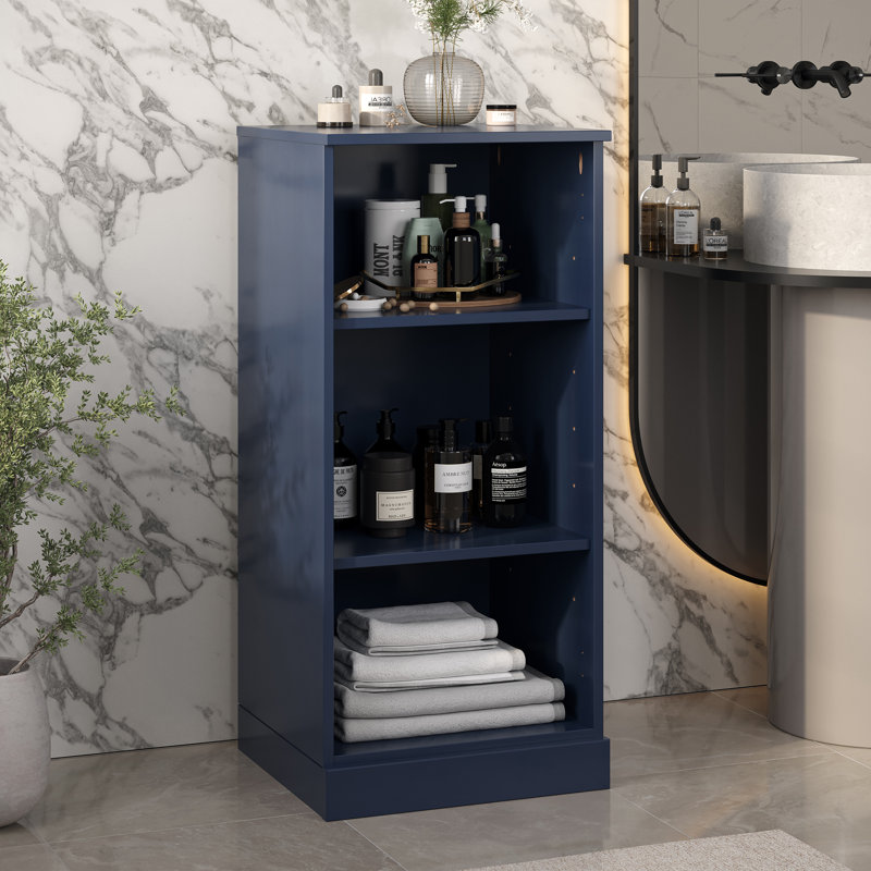 Armoire de salle de bain 100% bois massif avec tablettes réglables, Bleu très foncé
