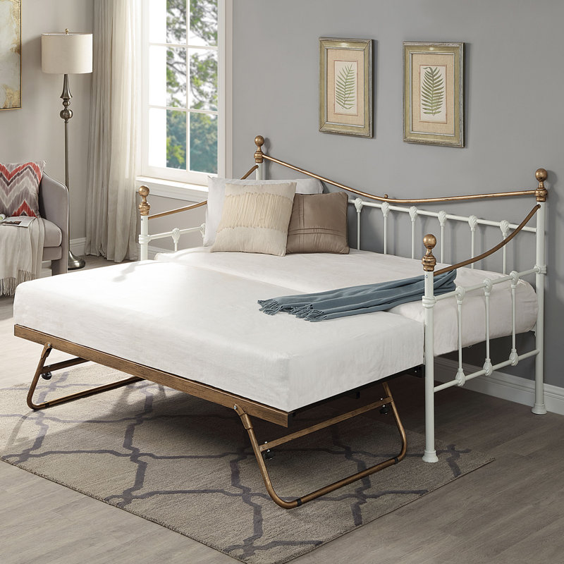 Angelina Metal with Trundle, White