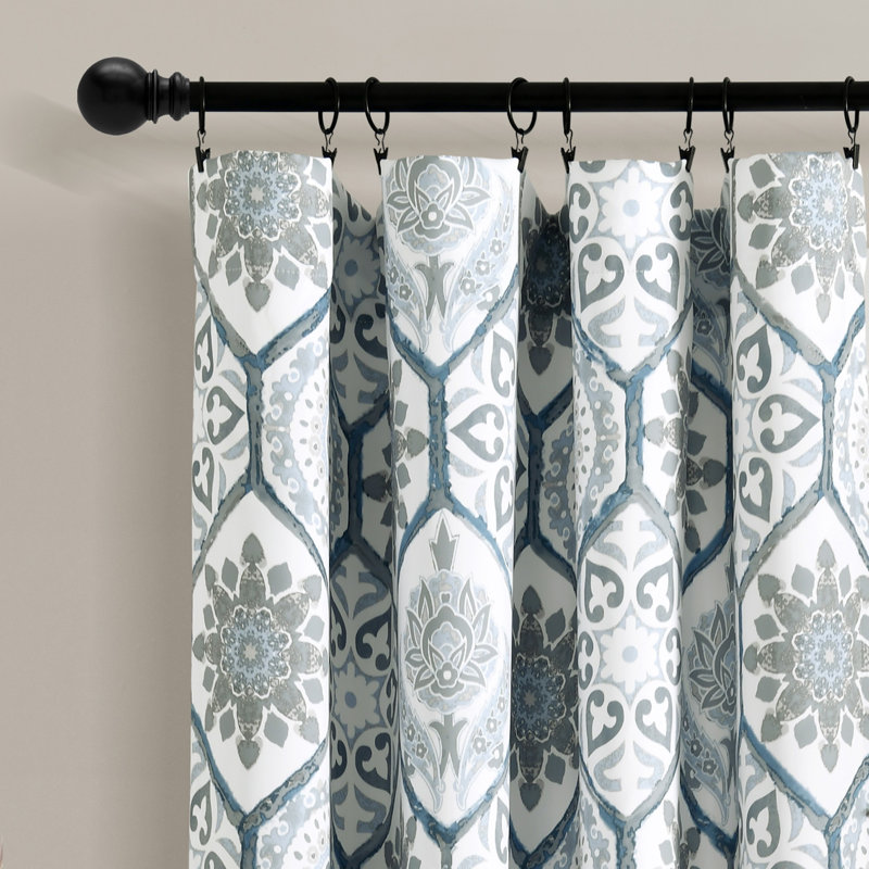 Blue Suzani Pattern Polyester Blackout Window Panels