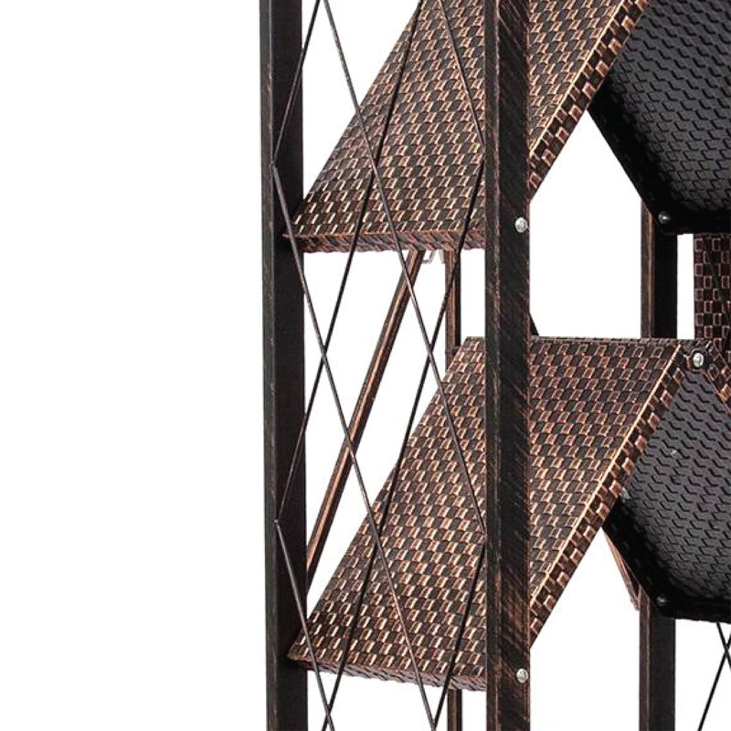 Origami Foldable 6-Shelf Classic Stamped Steel Bookcase, Brown