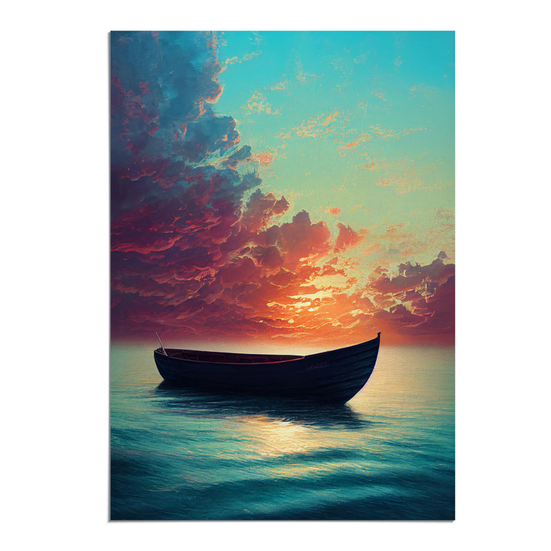 Boat on a Peaceful Ocean - Wall Art, Paper, 42cm H x 29.7cm W, No Matte
