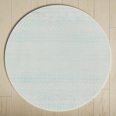 Lenwood Beige Aqua Geometric Outdoor Rug
