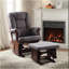 Fauteuil coulissant avec repose-pieds gris et cerise