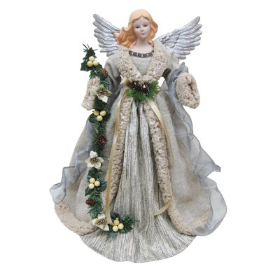 16" Silver & Grey Angel Tree Topper