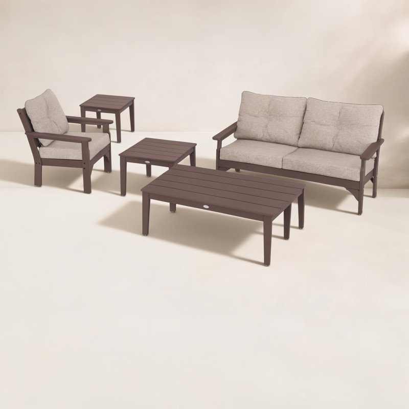 Vineyard 4-Piece Deep Seating Set, Spiced Brown Revolution®, Mahogany