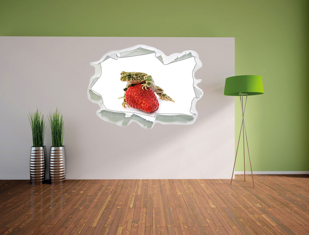 Wandtattoo Strawberry Frog Glas Erdbeere Frosch