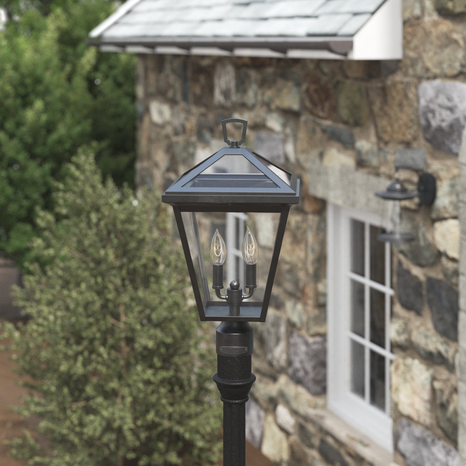 Lalla 2-Light Outdoor Lantern Head, Museum Black