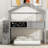 Twin Over Full House Bunk Bed With Storage Staircase And Blackboard,Gray