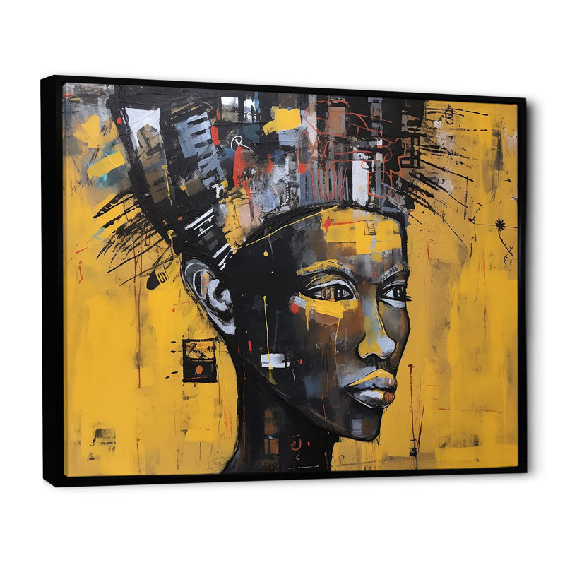 Warrior Queen Contemporary African, H 34 po x l 44 po x P 1,5 po, Cadre flottant noir