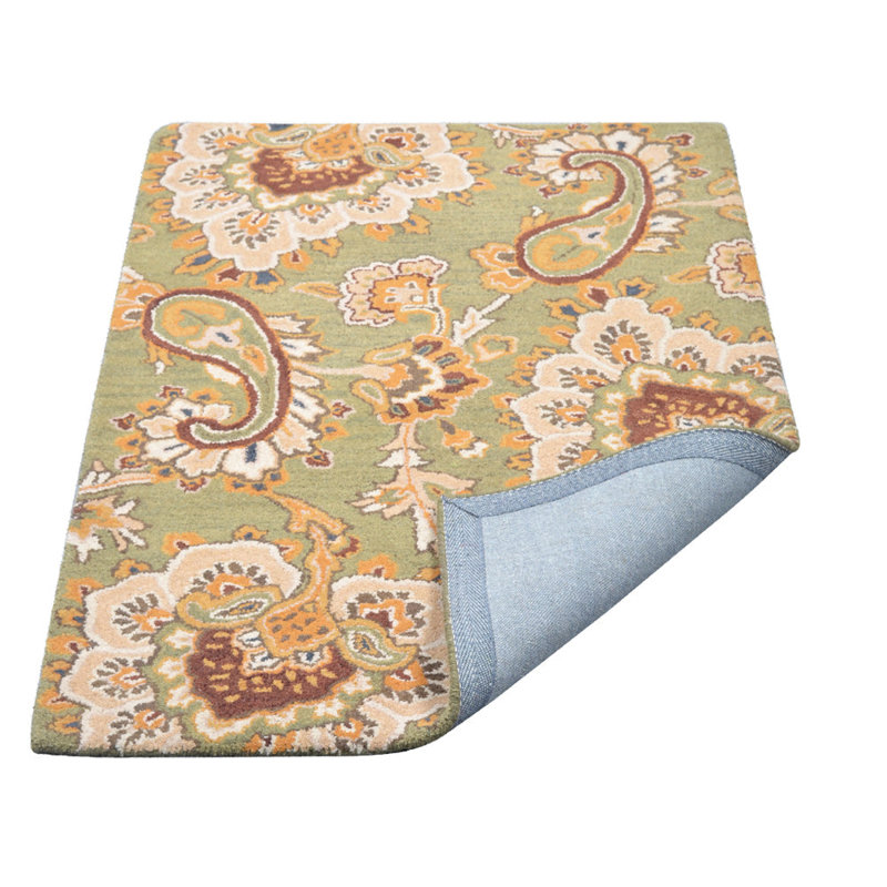 Lipsey Hand Tufted Wool Eco-Friendly Area Rugs - Rectangle, Green Color, Floral Modern Design, High Pile Thick Handmade Anti Skid Area Rugs for Living Room, Bed Room 