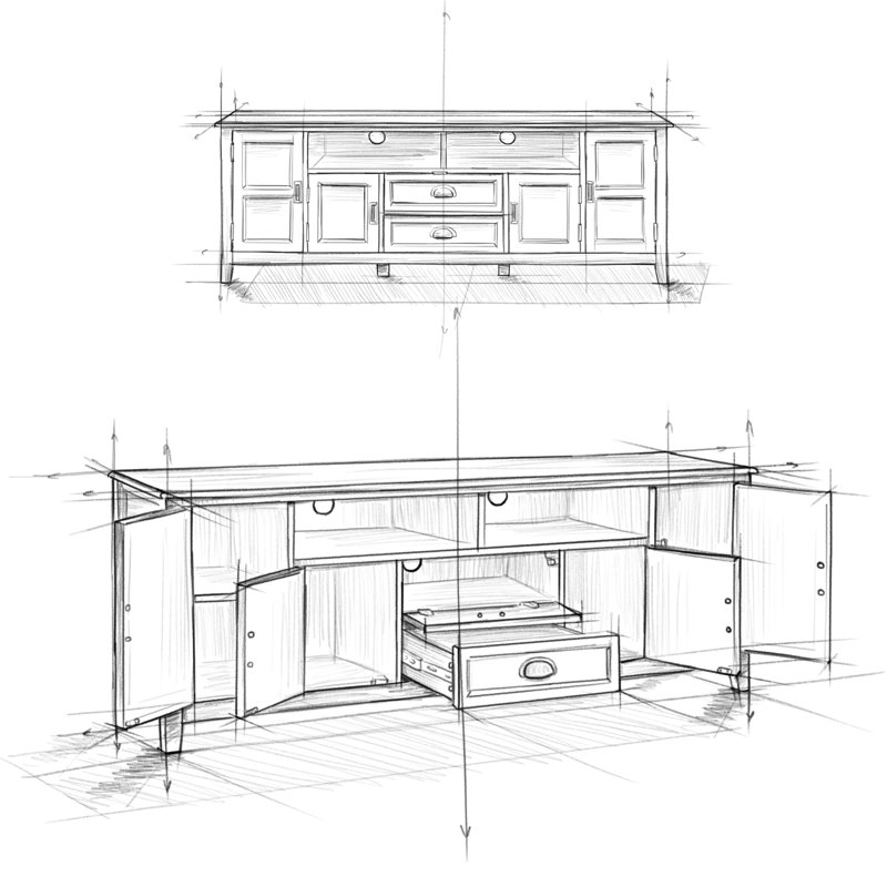 Antique White 72" Solid Wood TV Media Stand with Cabinets