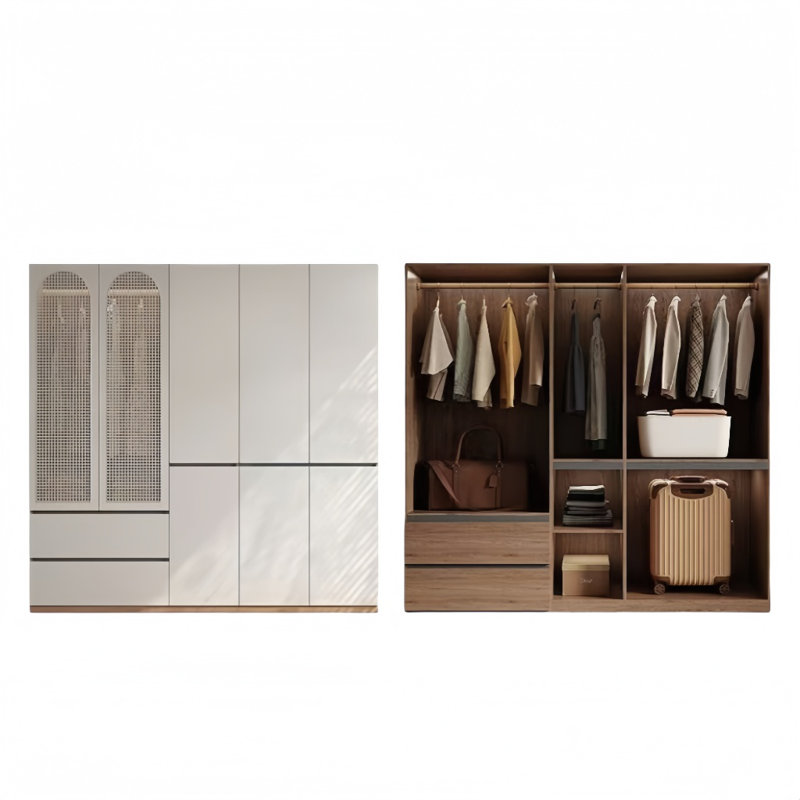 Garde-robe rétro simple en rotin moderne, H 78,74 po x l 70,87 po x P 23,62 po