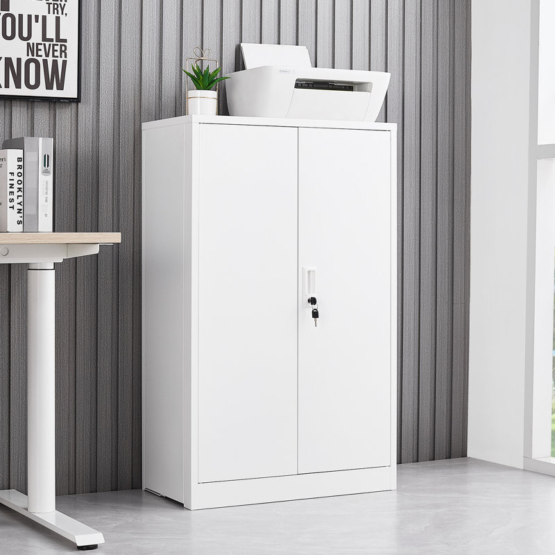 Armoire de bureau, armoire de rangement pliante en métal, classeur pliant, armoire de rangement avec serrures de porte et tablettes réglables, classeur latéral pour le rangement