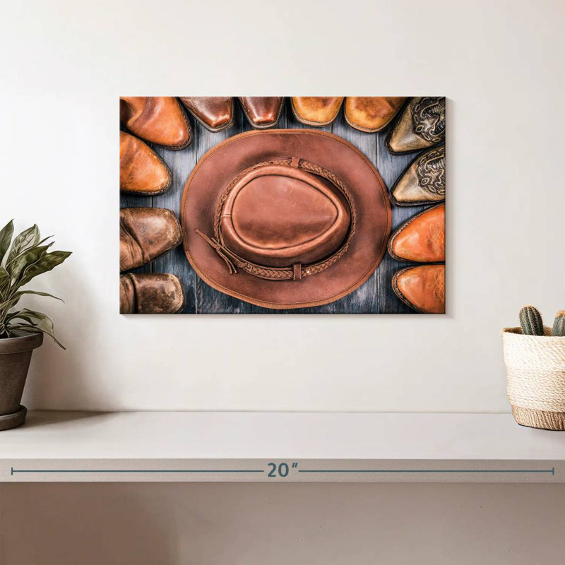 Lelar Cowboy Boots And Hat, 8" H x 12" W