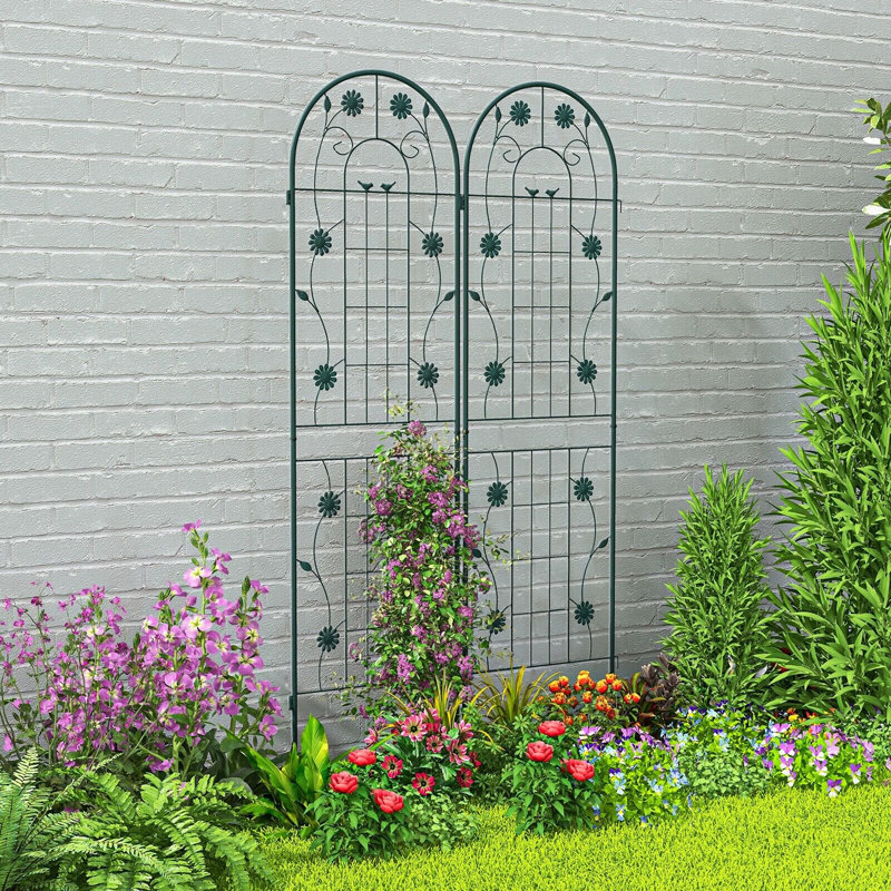 Sorenson 50cm W Metal Arched Trellis, 220cm H x 50cm x 2cm D, Green