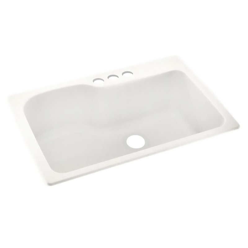Swan 22'' W Single Bowl Solid Surface Dual Mount Kitchen Sink, 3 Hole, Ivory
