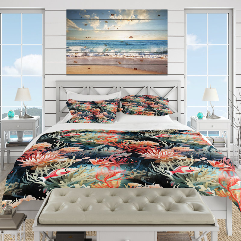 Ensemble de housse de couette Coral Reef Beauty, Housse de couette pour très grand lit et 2 très