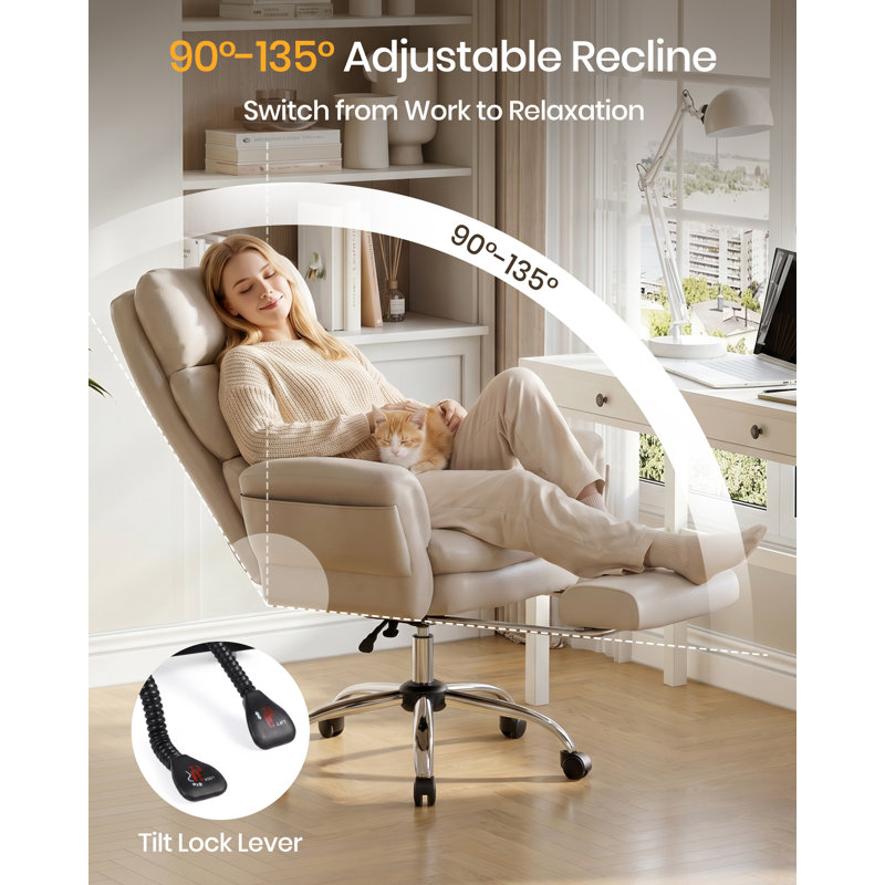 Brayden Studio with Headrest, Beige, Faxu Leather
