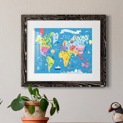 Voyage autour du monde - Reproduction d'art graphique sur papier encadré
