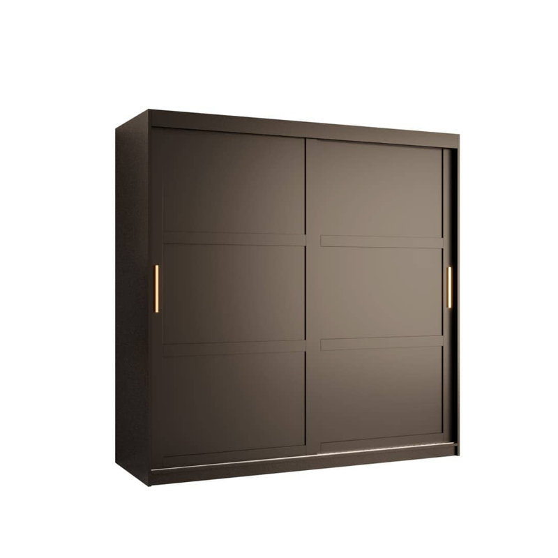Arroe 2 Door Manufactured Wood Wardrobe, 200cm H x 180cm W x 62cm D, Black