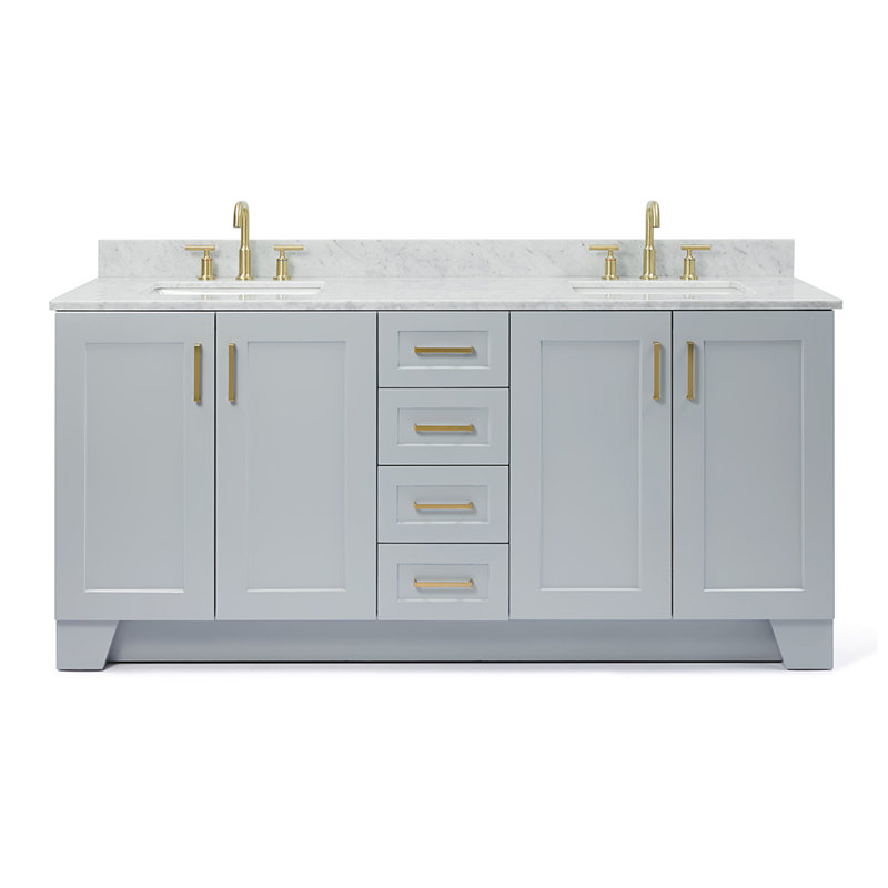 ARIEL TAYLOR 73 IN DOUBLE RECTANGLE SINK VANITY 2, Gray, Rectangular, 73"