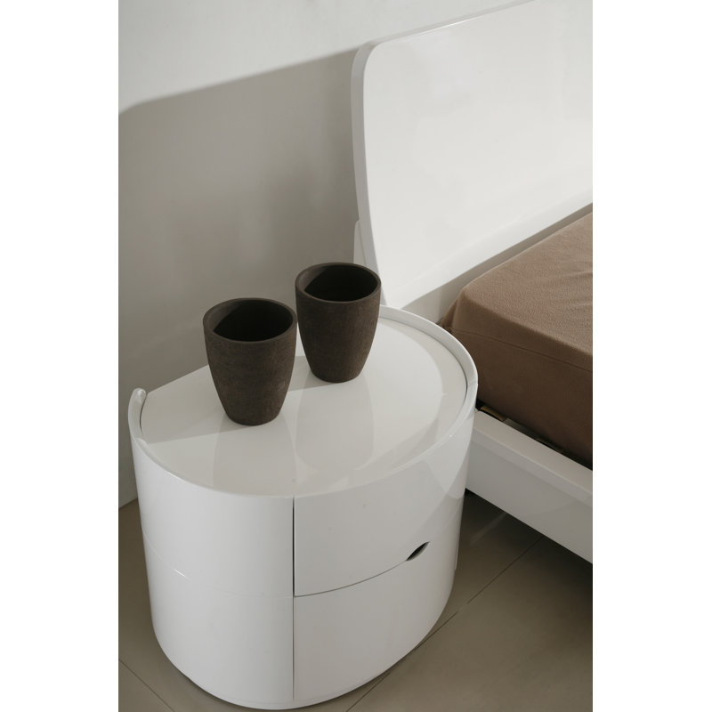 Belva 60cm W Bedside Table, White Gloss