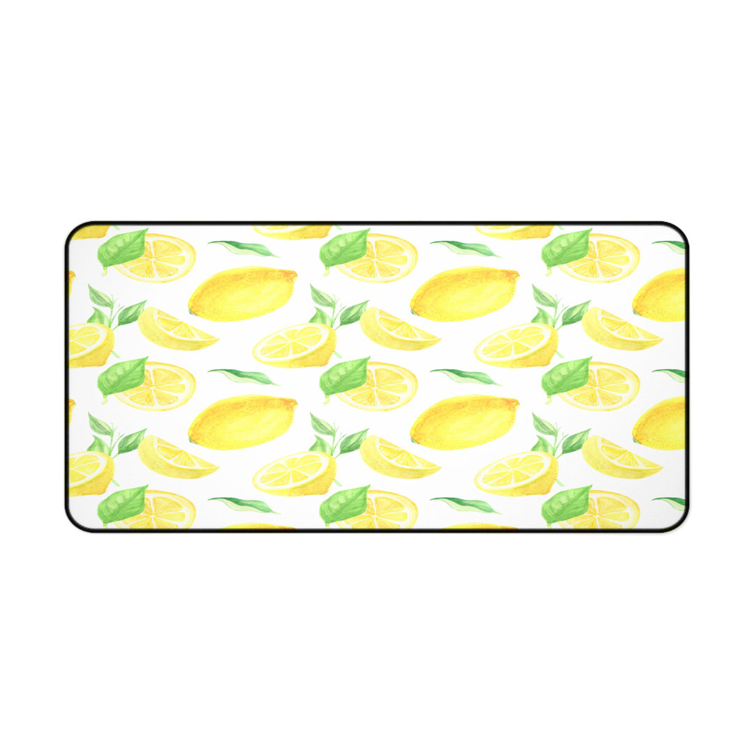 Watercolor Lemon Pattern Desk Mat