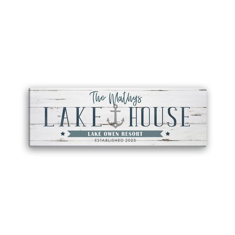 Lake House Personalized 10x30 Gallery Wrapped Canvas