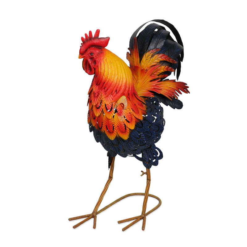 25"H Metal Colorful Rooster Decor Statue for Garden, Patio & Lawn