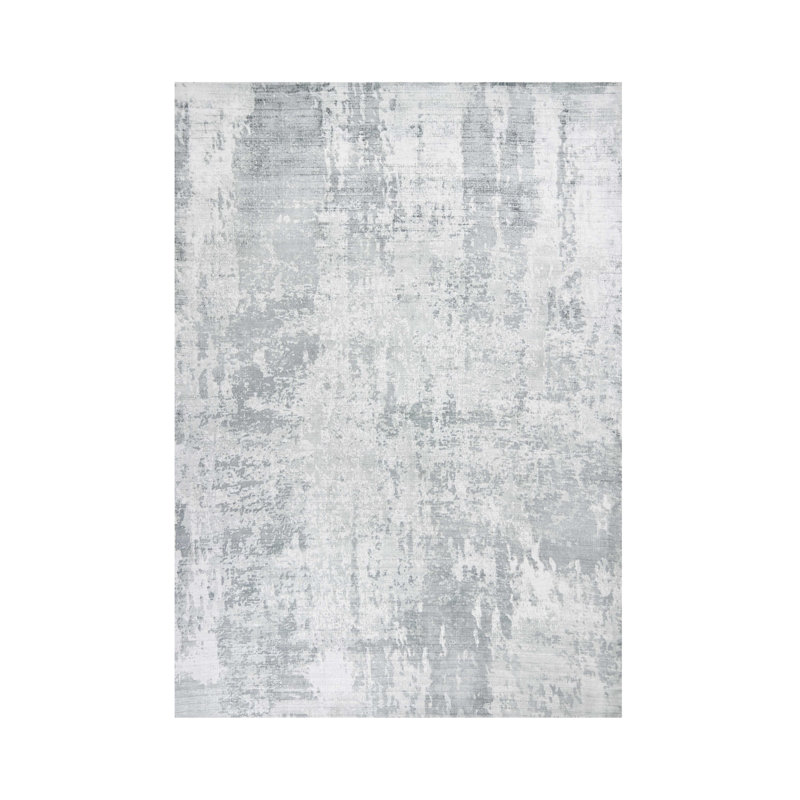 Tapis gris foncé et gris clair tissé à la main 5 pi x 7 pi