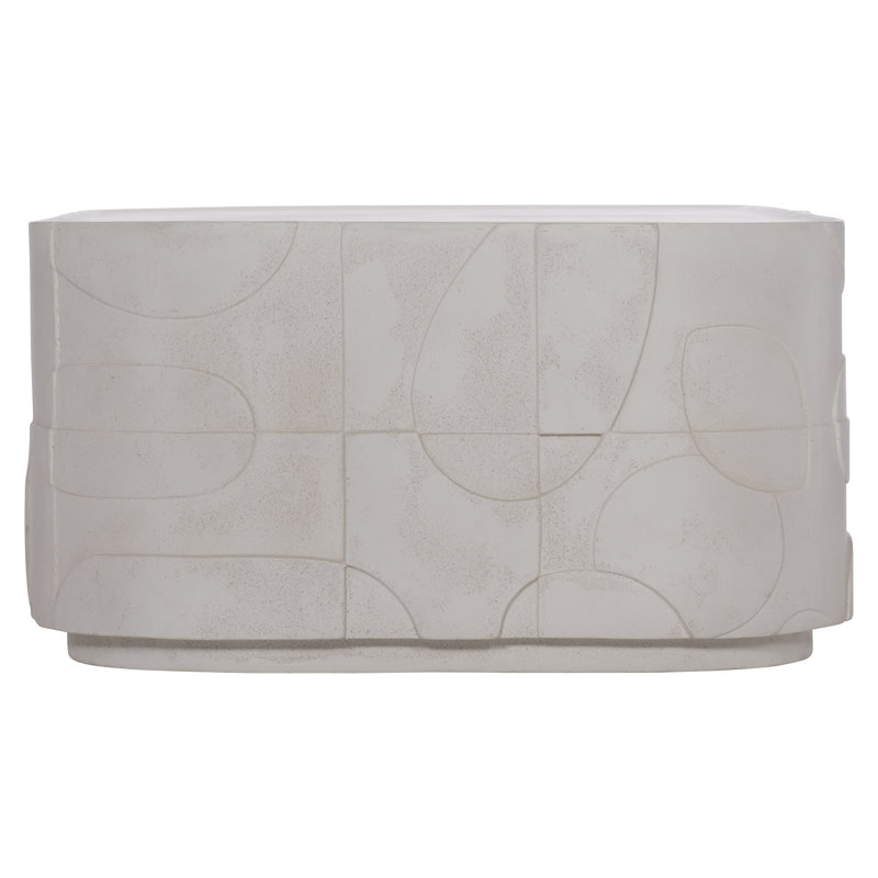 Zina Modern Beige Stonecast Rectangular Coffee Table
