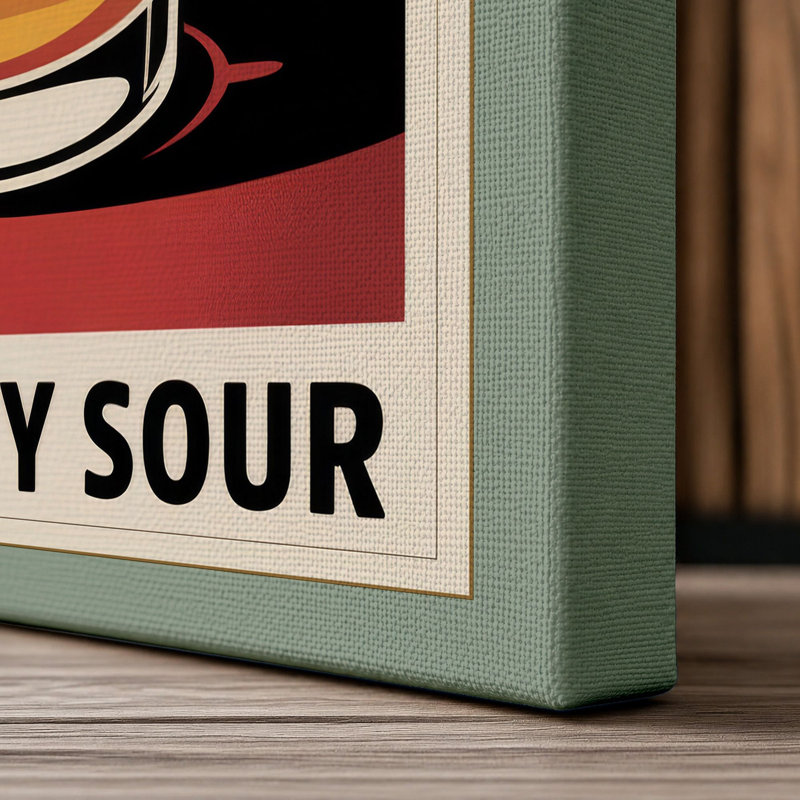 Whiskey Sour Cocktail Art Deco - Wrapped Canvas, 30x20 - 76.2 x 50.8 cm, Sage Border